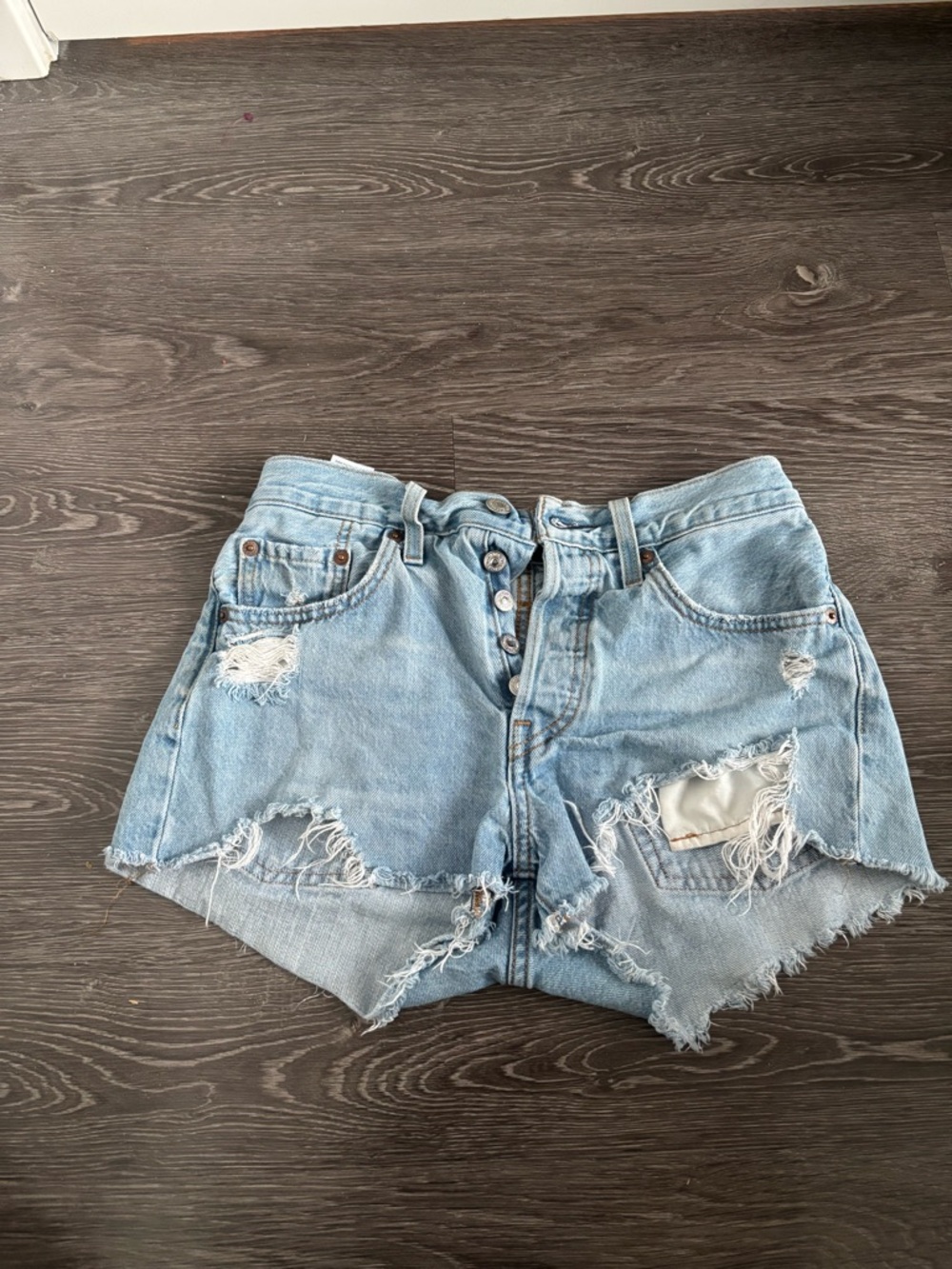 Levi's Light Blue Distressed Denim Cutoff Shorts